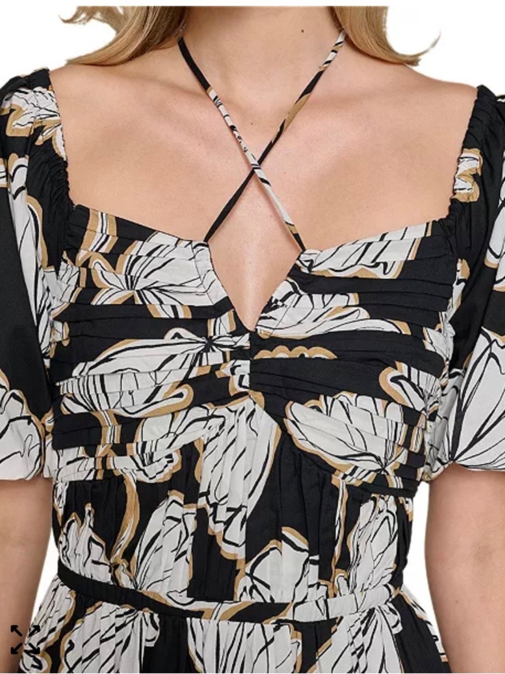 Karl Lagerfeld Black Midi Dress with Cream Floral Print - Picture 6 of 10